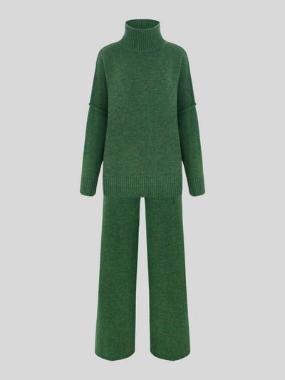 Morwen - Oversized Turtle-Neck Knitted Two-Piece Set