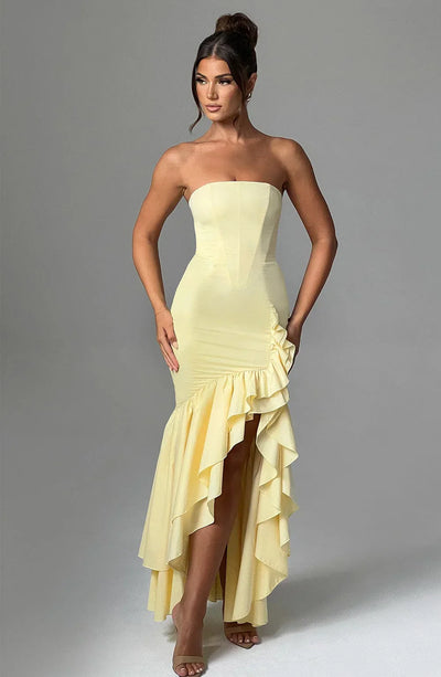 Riviera | Sleeveless Slit Ruffle Maxi Dress