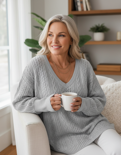 Shela - Classic V-Neck Sweatshirt